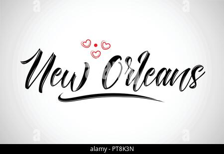 new orleans city text design with red heart typographic icon design suitable for touristic promotion Stock Vector
