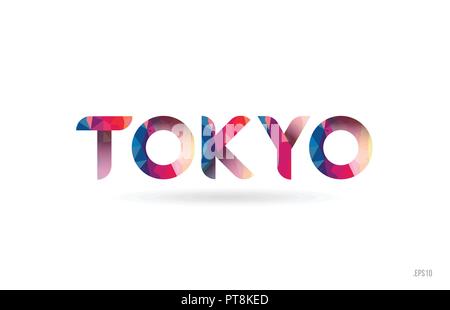 tokyo colored rainbow word text suitable for card, brochure or typography logo design Stock Vector