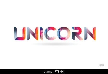 unicorn colored rainbow word text suitable for card, brochure or typography logo design Stock Vector