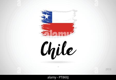 chile country flag concept with grunge design suitable for a logo icon design Stock Vector