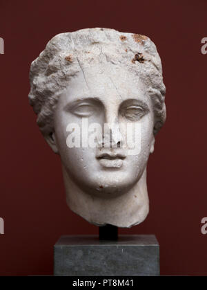 Head of an Egyptian Qeen or Goddess. Marble face. 2nd century BC. probably Alexandria. Stock Photo