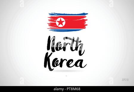 north korea country flag concept with grunge design suitable for a logo icon design Stock Vector