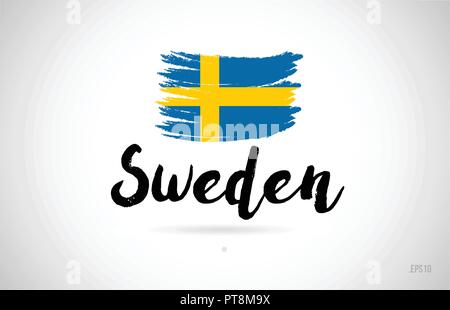 sweden country flag concept with grunge design suitable for a logo icon design Stock Vector