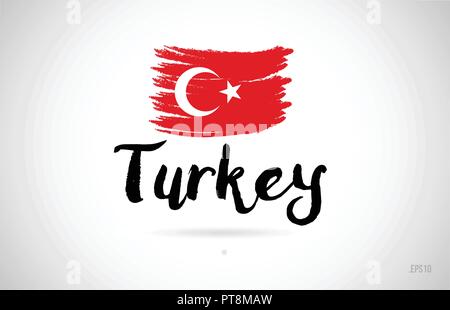turkey country flag concept with grunge design suitable for a logo icon design Stock Vector