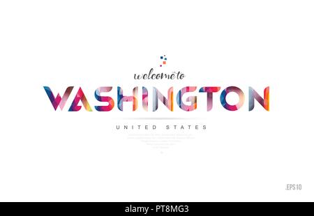 Welcome to washington dc usa united states card and letter design in colorful rainbow color and typographic icon design Stock Vector