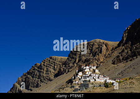 Key Monastery in Spiti Valley, Himachal Pradesh, India. It is the highest monastery in the Spiti region. Stock Photo