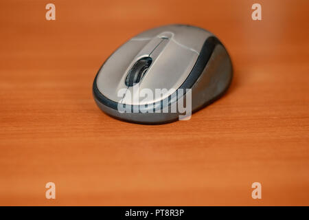 Wireless computer mouse on a table, copyspace Stock Photo