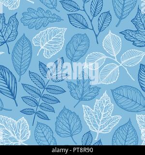 Floral pattern. Hand-drawn decorative leaves. Seamless background vector illustration Stock Vector