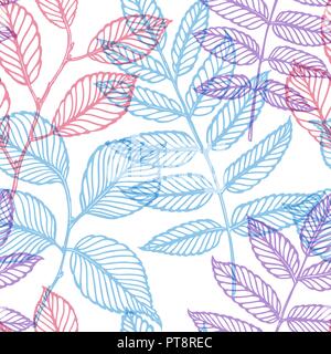 Floral pattern. Decorative leaves. Seamless background vector illustration Stock Vector