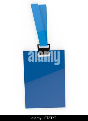 3d illustration. White ID badge. Isolated white background Stock Photo ...