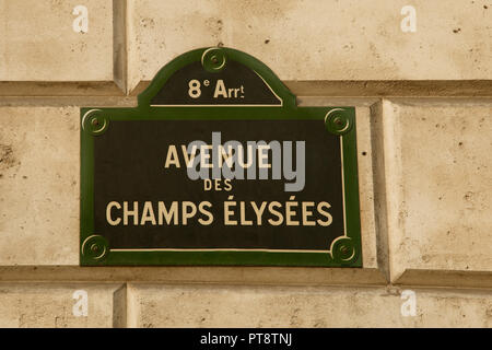 Champs Elysees street sign in Paris, France Stock Photo