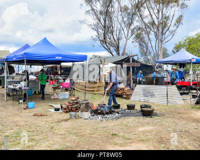 Cooking competition at the Australian Camp Oven Festival 2018, Millmerran, near Toowoomba, Southern Queensland, QLD, Australia Stock Photo