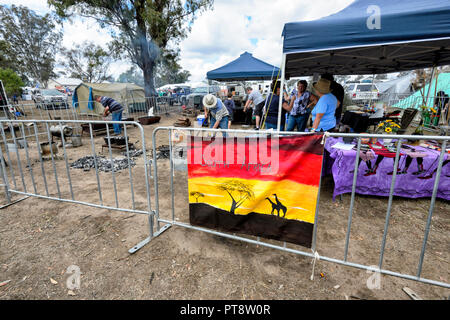 Poitikie cooking demo at the South Africa stall, Australian Camp Oven Festival 2018, Millmerran, Southern Queensland, QLD, Australia Stock Photo