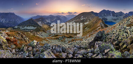 Mountain landcape panorama at summer with lake in Tatras, Poland Stock Photo