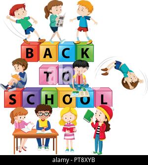 Back to school children concept illustration Stock Vector