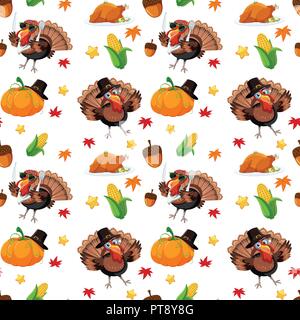 An turkey autumn seamless pattern illustration Stock Vector