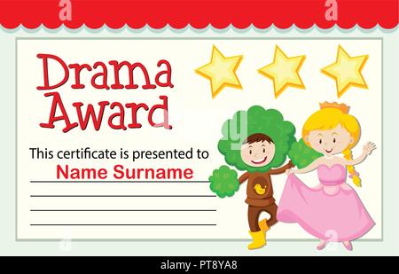 A drama award certificate illustration Stock Vector