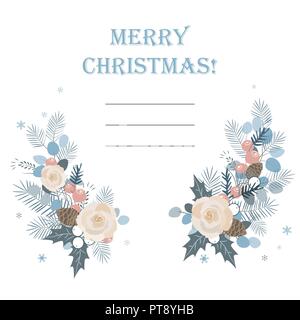 Christmas background. Christmas frame made of fir leaves and pine cones decoration rustic elements. Vector Stock Vector