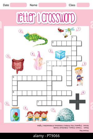 Letter i cross word illustration Stock Vector