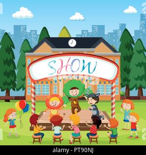 Children performing on stage illustration Stock Vector