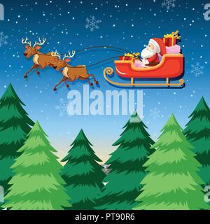A santa riding sleigh illustration Stock Vector
