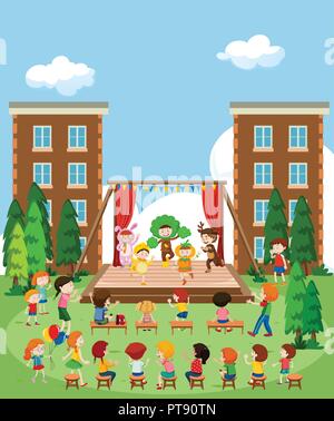 Children performing on stage illustration Stock Vector