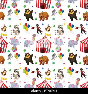 A Seamless circus pattern  illustration Stock Vector