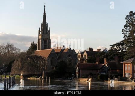 All Saints Church beside the river Thames at Marlow in buckinghamshire, Britain Stock Photo