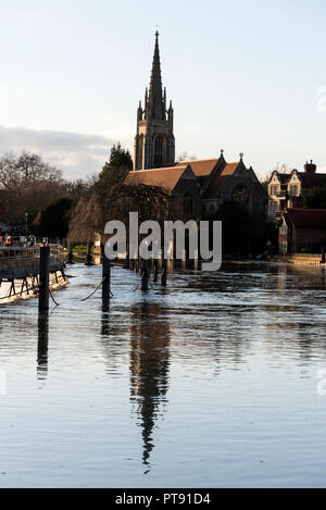 All Saints Church beside the river Thames at Marlow in Buckinghamshire, Britain. Stock Photo