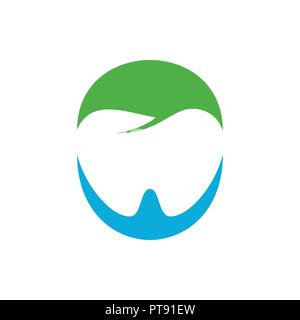 Negative Space Dental Care Blue Green Vector Symbol Graphic Logo Design Template Stock Vector