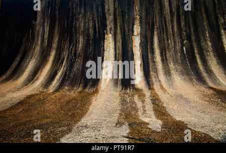 Wave Rock in Hyden a sacred place for the Aborigines in Australia, Western Australia. Stock Photo