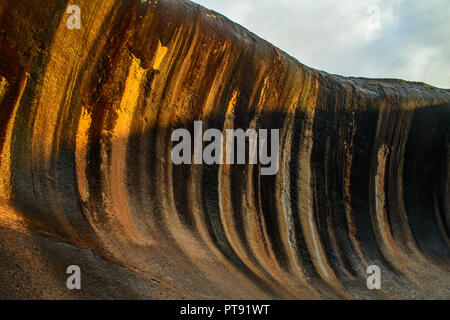 Wave Rock in Hyden a sacred place for the Aborigines in Australia, Western Australia. Stock Photo