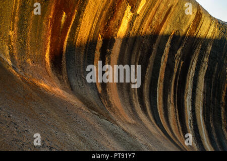 Wave Rock in Hyden a sacred place for the Aborigines in Australia, Western Australia. Stock Photo