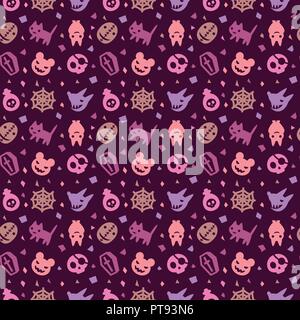 cute hallowen pattern background with pastel color Stock Vector