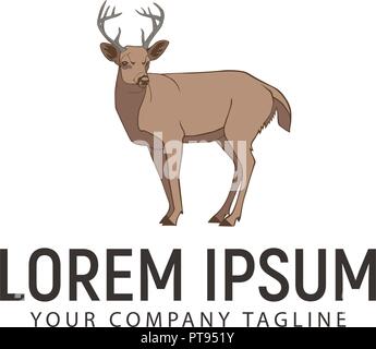 deer retro vintage logo design concept template Stock Vector