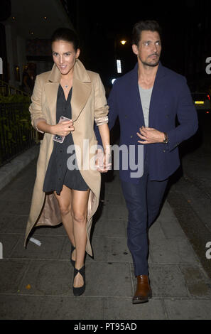 David Gandy and a partner leave Restaurant 34 in Mayfair  Featuring: David Gandy Where: London, United Kingdom When: 07 Sep 2018 Credit: WENN.com Stock Photo