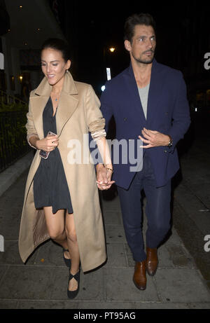 David Gandy and a partner leave Restaurant 34 in Mayfair  Featuring: David Gandy Where: London, United Kingdom When: 07 Sep 2018 Credit: WENN.com Stock Photo