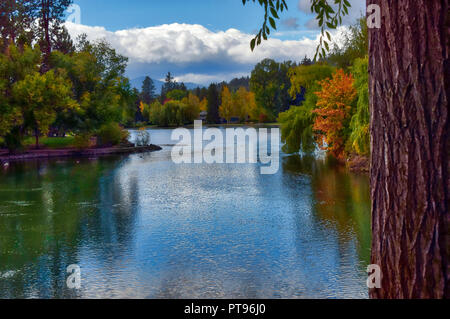 Fall Colors at Drake Park in Bend, Oregon Stock Photo