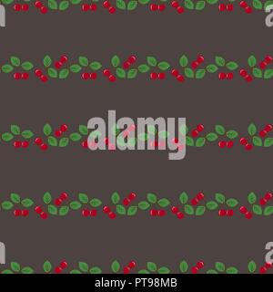 Pair of cherries seamless pattern on dark gray Stock Vector