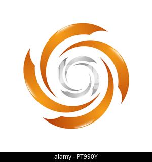 Wind turbine logo design template. Air conditioning vector symbol concept. Cooler icon. Circle thunder symbols with fan in negative space Stock Vector