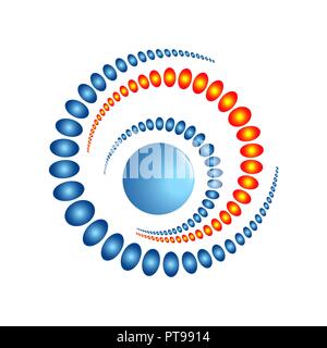 Model of star system or planet with satellites. Space research. Astronomy. Science and education. Vector icon flat color style. Web design element for Stock Vector