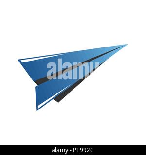 Vector icon of airplane, wing in negative space. Travel, extreme air sports, sky diving, handgliding logo template Stock Vector