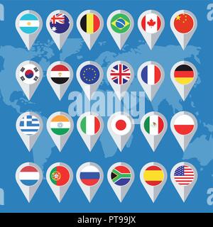 Vector flag buttons in flat design Stock Vector