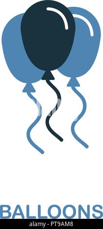 Balloons icon in two color design. Simple element illustration. Balloons creative icon from honeymoon collection. For web design, apps and printing. Stock Vector