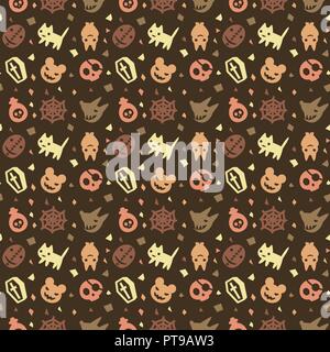 cute halloween pattern background with brown color Stock Vector