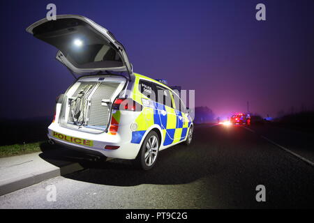 West Yorkshire Police Dog Unit at an incident on Wakefield Road in Swillington, Leeds, West Yorkshire Stock Photo