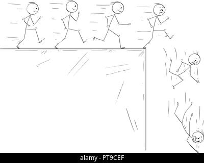 Conceptual Cartoon of People Following Their Dream and Disillusion When They Meet The Reality Stock Vector