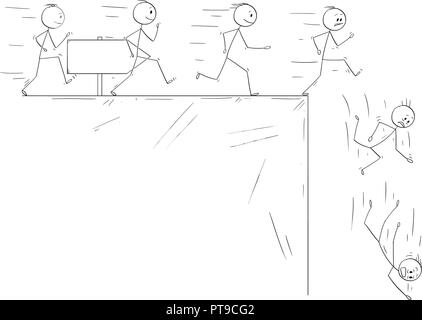 Conceptual Cartoon of People Following Their Dream and Disillusion When They Meet The Reality Stock Vector
