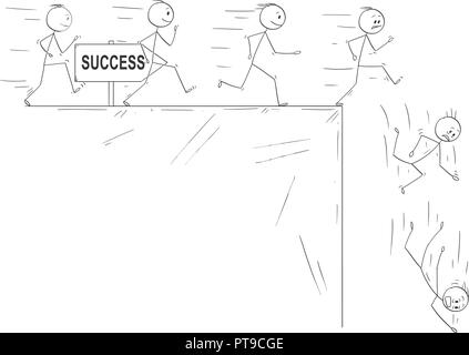 Conceptual Cartoon of People Following Their Dream of Success and Disillusion When They Meet The Reality Stock Vector