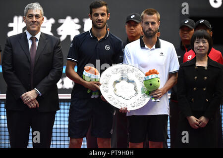 Beijin, Beijin, China. 8th Oct, 2018. Beijing, CHINA-Professional tennis players Lukasz Kubot and Marcelo Melo defeat Oliver Marach and Mate Pavic 2-0 at China Open 2018 in Beijing, October 7th, 2018. Credit: SIPA Asia/ZUMA Wire/Alamy Live News Stock Photo